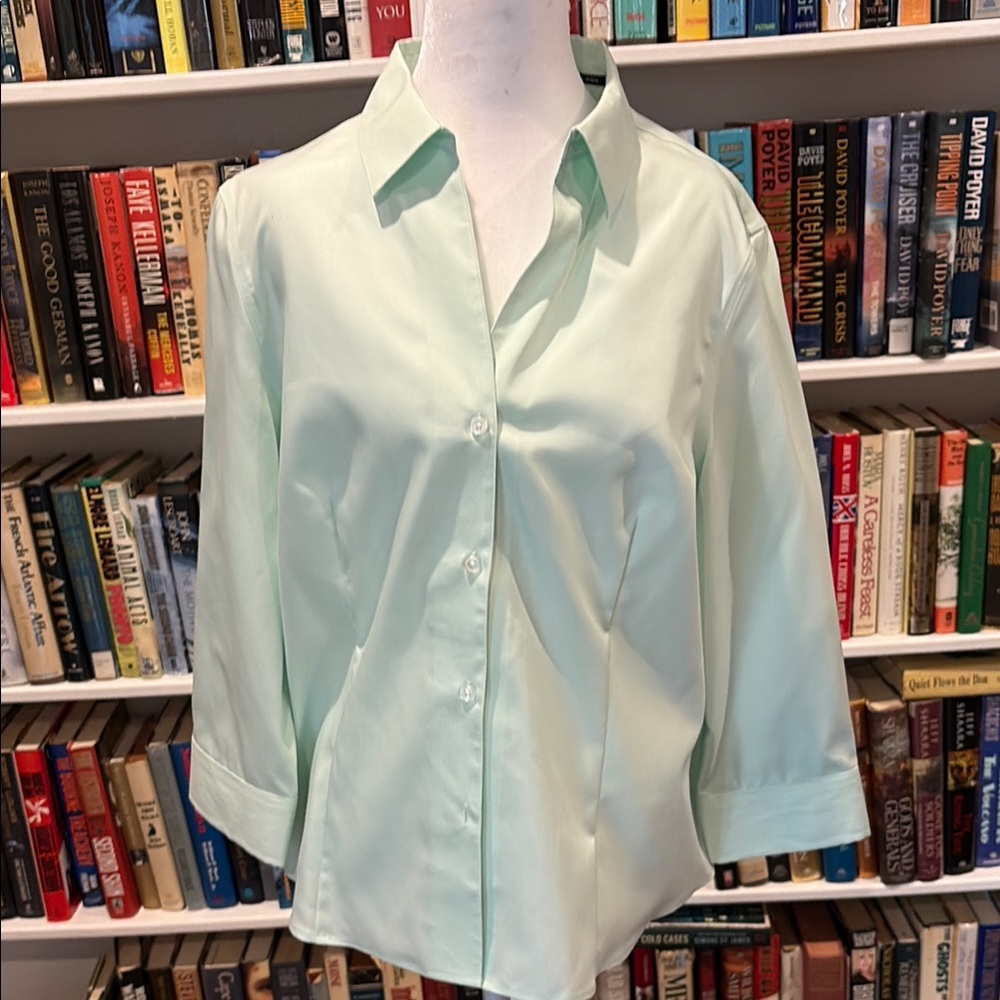 Mint Green Jones, New York Women's Button-Up no iron Shirt